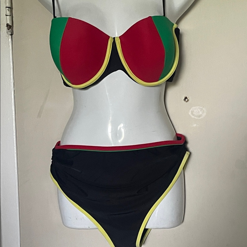 Ingear Red and Green Bikini with Black Accents